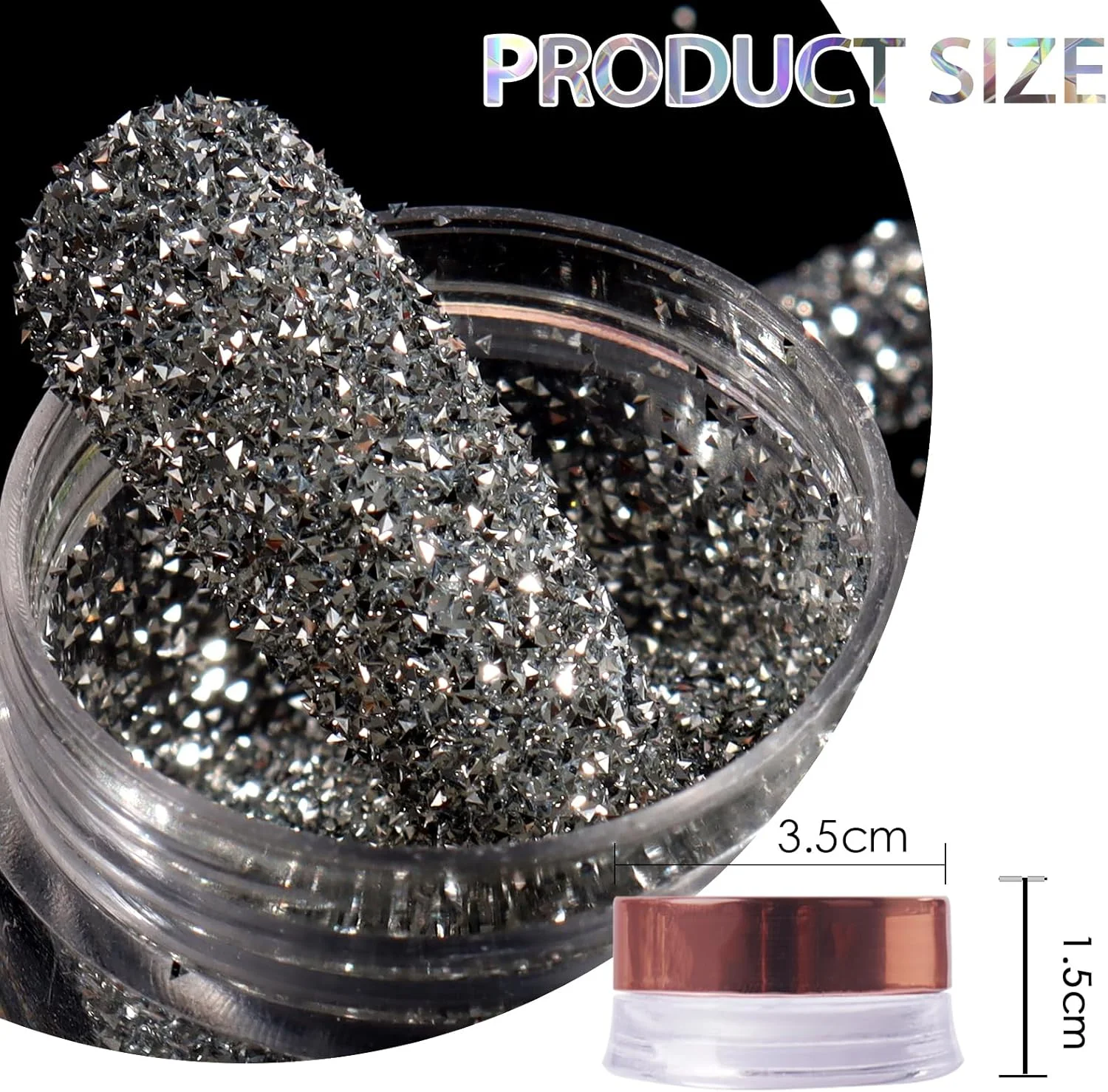 پودر درخشان ناخن طرح الماس نقره ای 1.5 گرمی
