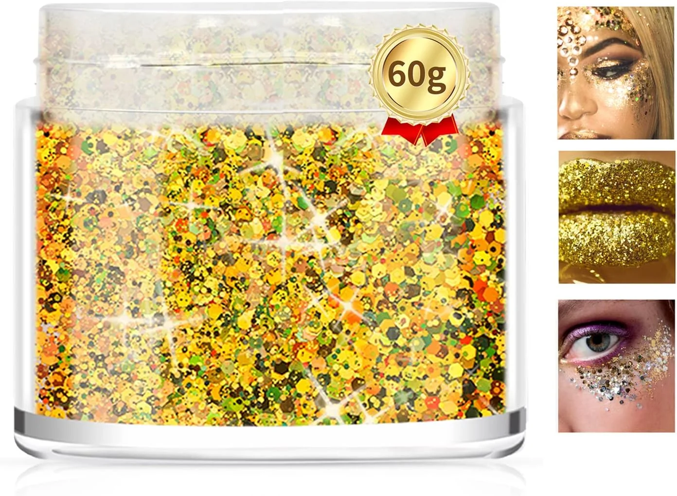 اکلیل طلایی بدن مورووان، 56 گرم، پودر اکلیل، اکلیل ناخن، اکلیل درشت صورت، اکلیل مو، اکلیل چشم (طلایی)