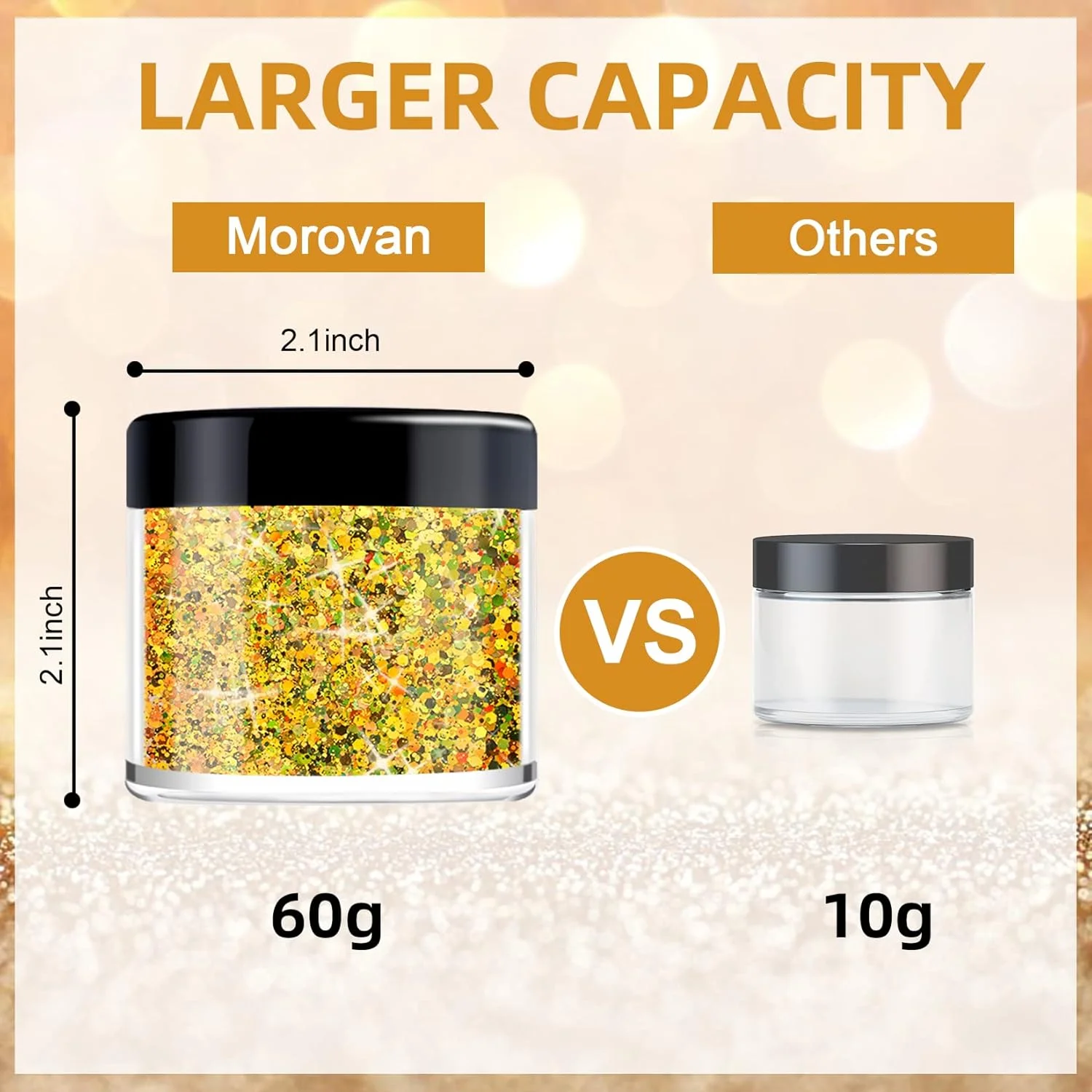 اکلیل طلایی بدن مورووان، 56 گرم، پودر اکلیل، اکلیل ناخن، اکلیل درشت صورت، اکلیل مو، اکلیل چشم (طلایی)