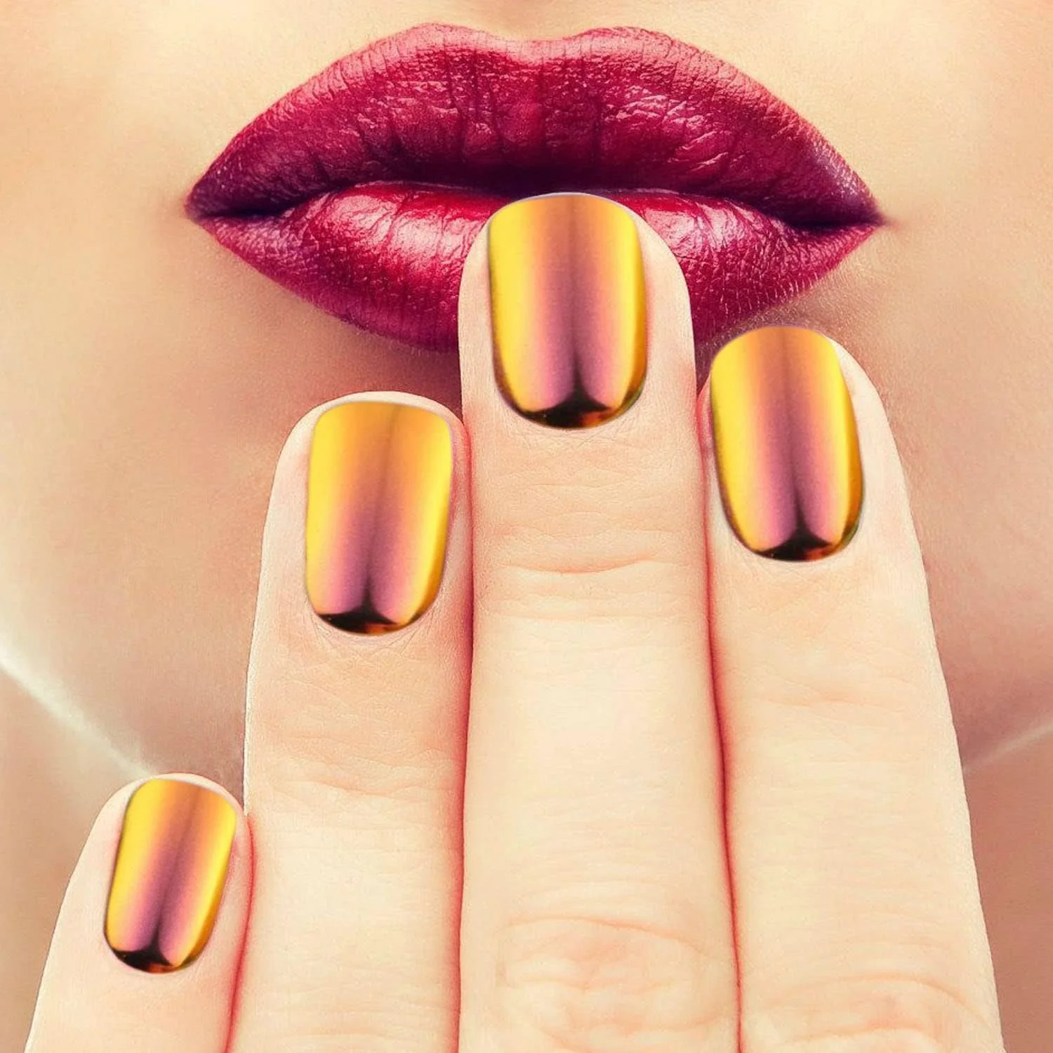 پودر کروم آینه‌ای تغییر رنگ ناخن مدل آفتاب‌پرست KUKA (قهوه‌ای طلایی)