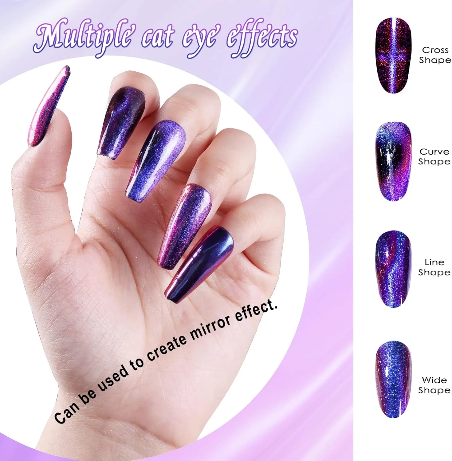 پودر ناخن اثر چشم گربه ای، پودر مغناطیسی کروم، اثر آینه ای 9 بعدی، پودر رنگدانه ای، جلوه کهکشانی جادویی هولوگرافیک، اکلیل با چوب مغناطیسی برای طراحی ناخن مخملی - قرمز