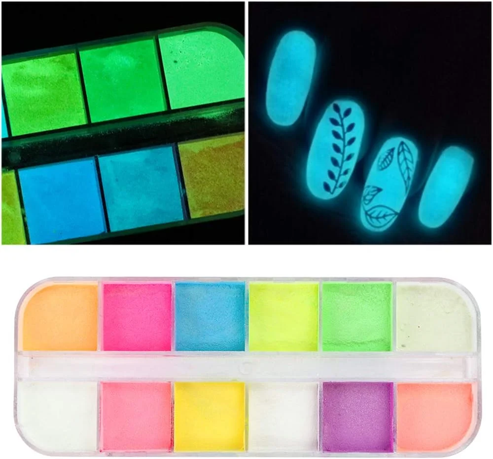 پودر اکلیل ناخن 12 رنگ، پولک های هولوگرافیک، پودر آینه ای رنگارنگ، پودر مرواریدی براق، پیگمنت کروم، گرد و غبار ریز، لاک بازتابنده، لوازم جانبی و تزئینات حرفه ای مانیکور