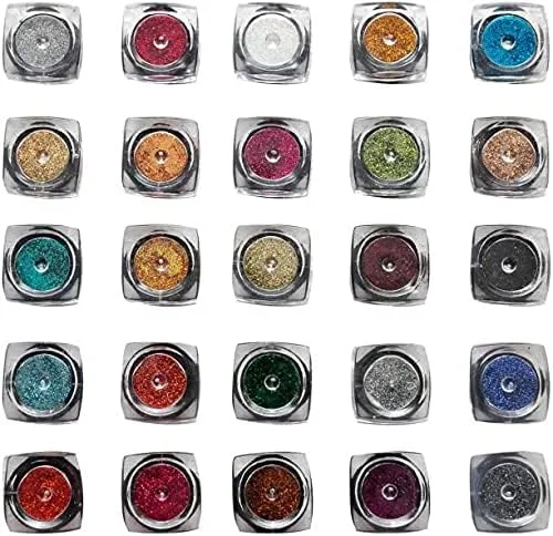 پودر اکلیل هنری ناخن درخشان رنگارنگ ۲۵ عددی (چند رنگ)