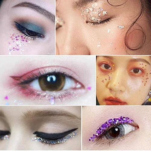 اکلیل درشت، 4 جعبه 10 میلی لیتری اکلیل آرایشی صورت، بدن، مو، ناخن، پودر پری دریایی برای ناخن، پولک