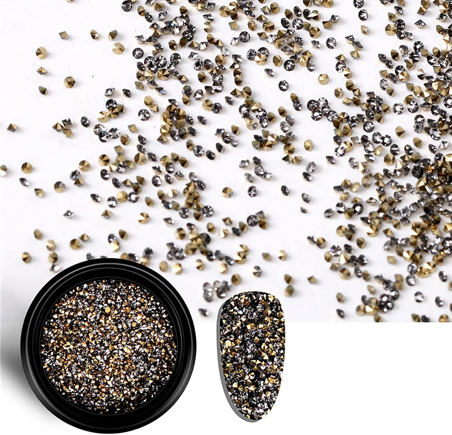 پودر الماس خرد شده کریستالی ناخن، پودر اکلیل ناخن الماس، جلوه الماس خرد شده کریستالی، لوازم جانبی جواهرات ناخن، لوازم جانبی ناخن DIY، موچین مناسب برای نگین