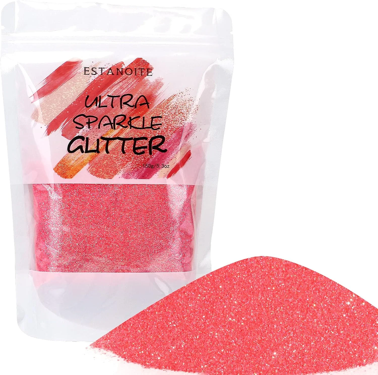 پودر اکلیل رنگین کمانی استانویت، 150 گرم پودر چند منظوره برای هنر و صنایع دستی، اکلیل بسیار ظریف برای تزئین ناخن، صورت، چشم، بدن، مو و جشنواره ها، عروسی ها، گل ها (صورتی هلویی)