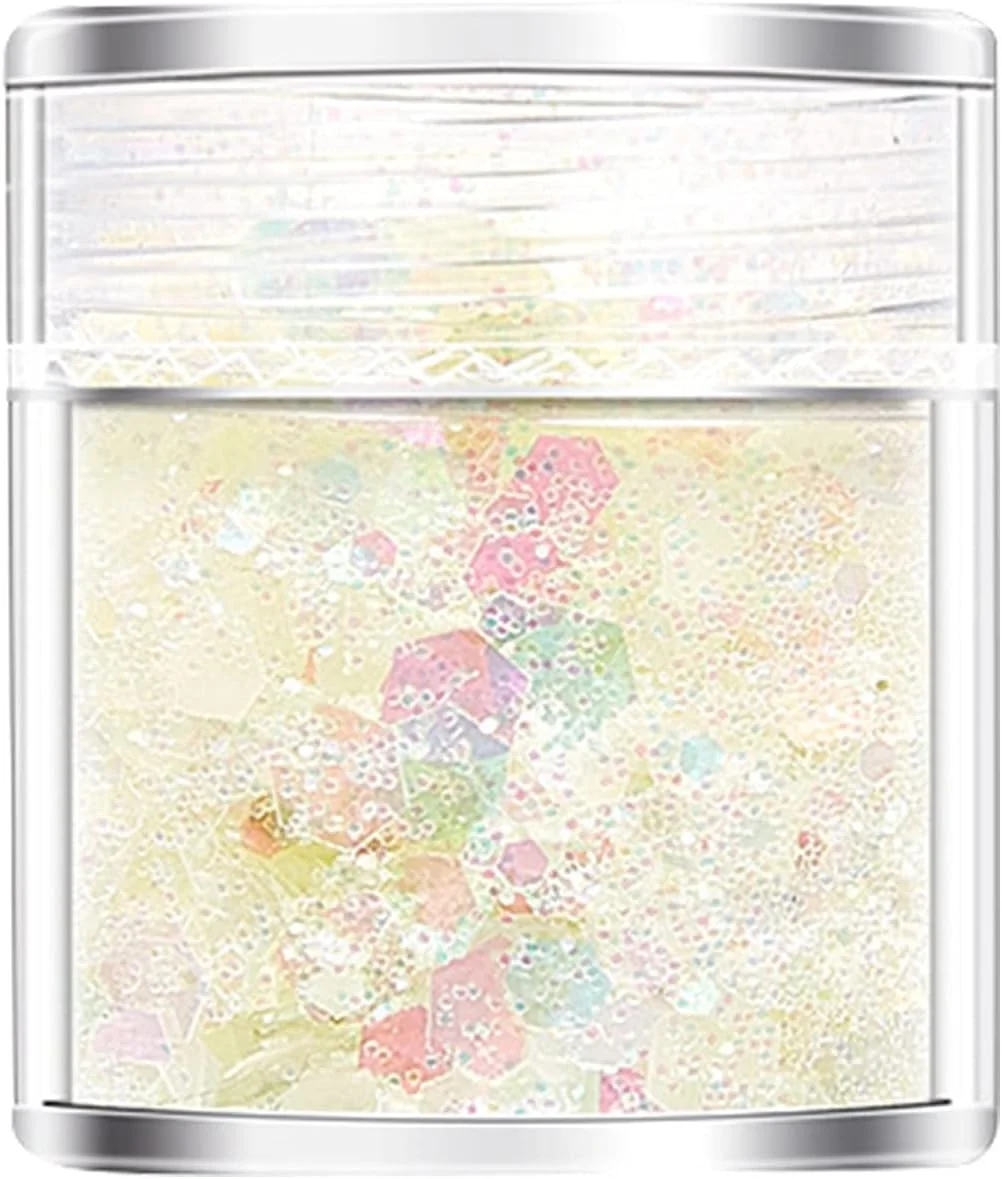 پولک های هنری ناخن درخشان، طراحی هنری ناخن پولک های براق هولوگرافیک پودر پولک های براق ناخن سه بعدی در تاریکی برای تزئین هنر ناخن، برگردان های DIY (D)