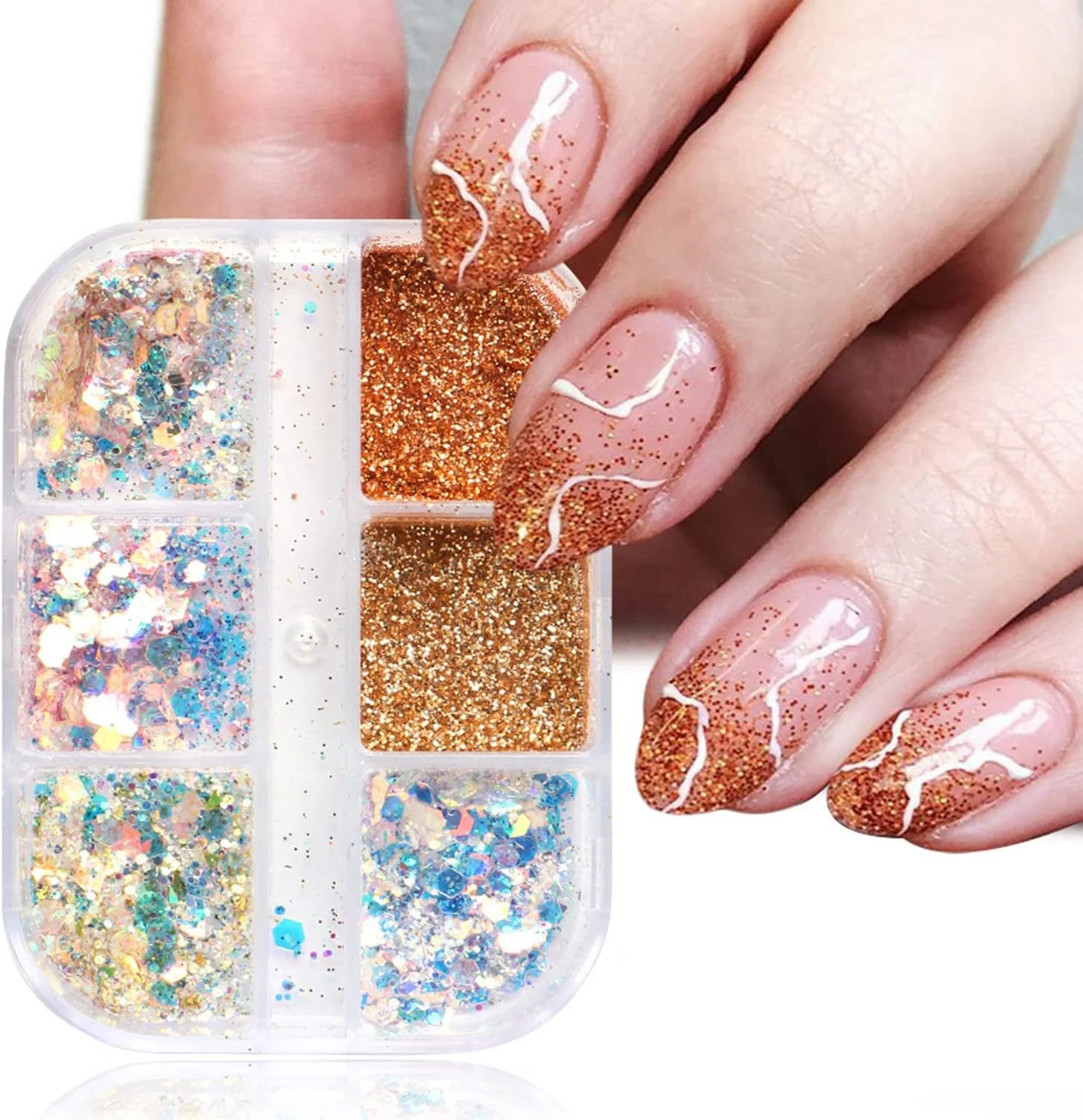 پودر پولک اکلیلی طراحی ناخن، پولک های براق هولوگرافیک برای لاک ژل ناخن، لوازم جانبی ناخن های اکریلیک سه بعدی درخشان برای تزئینات جذاب مانیکور زنانه، نوک ناخن رزینی