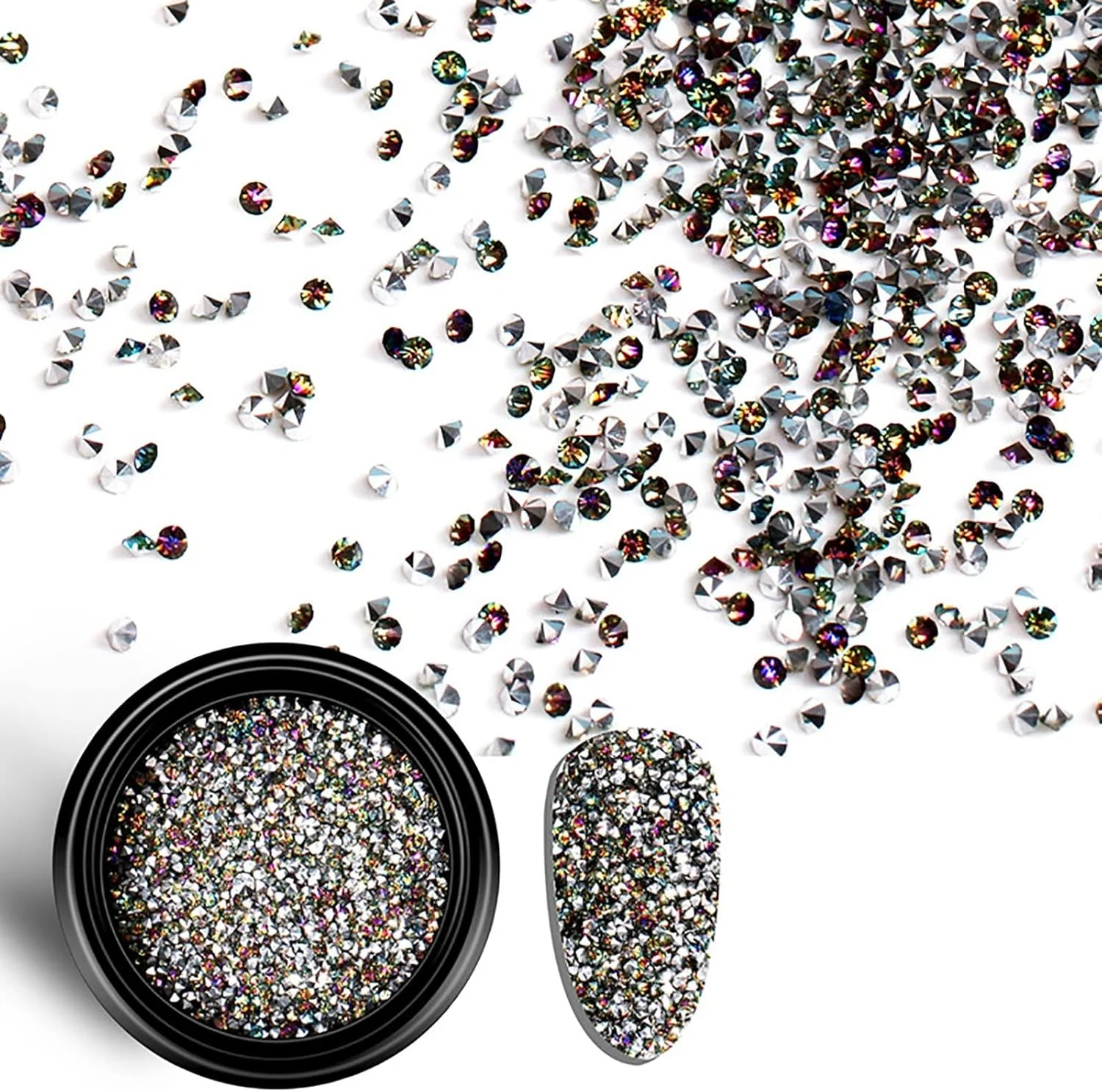 پودر الماس خرد شده کریستالی ناخن، پودر اکلیل ناخن الماس، جلوه الماس خرد شده کریستالی، لوازم جانبی جواهرات ناخن، لوازم جانبی ناخن DIY، موچین مناسب برای نگین