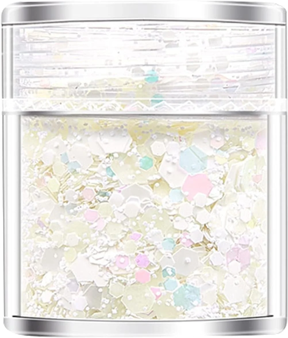 پولک های درخشان طراحی ناخن، پولک های اکلیلی هولوگرافیک طراحی ناخن، پودر پولک های اکلیلی درخشان در تاریکی، ناخن سه بعدی برای تزئین ناخن، برچسب های DIY (N)