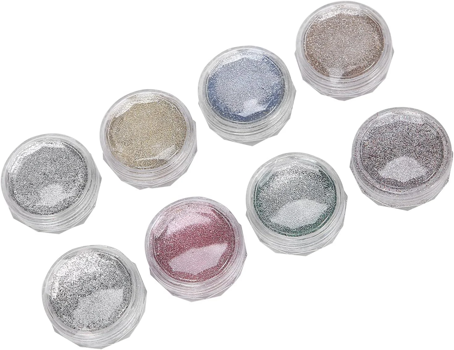 پودر اکلیل ناخن هولوگرافیک رنگی 8 عددی مناسب مانیکور خانگی و تزئین قاب موبایل و هنر های دستی