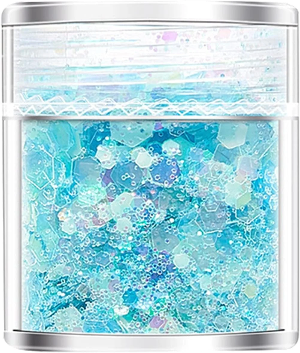 پولک های درخشان طراحی ناخن، پولک های اکلیلی ناخن هولوگرافیک، پودر پولک های اکلیلی سه بعدی در تاریکی برای تزئین ناخن، برچسب های DIY (J)