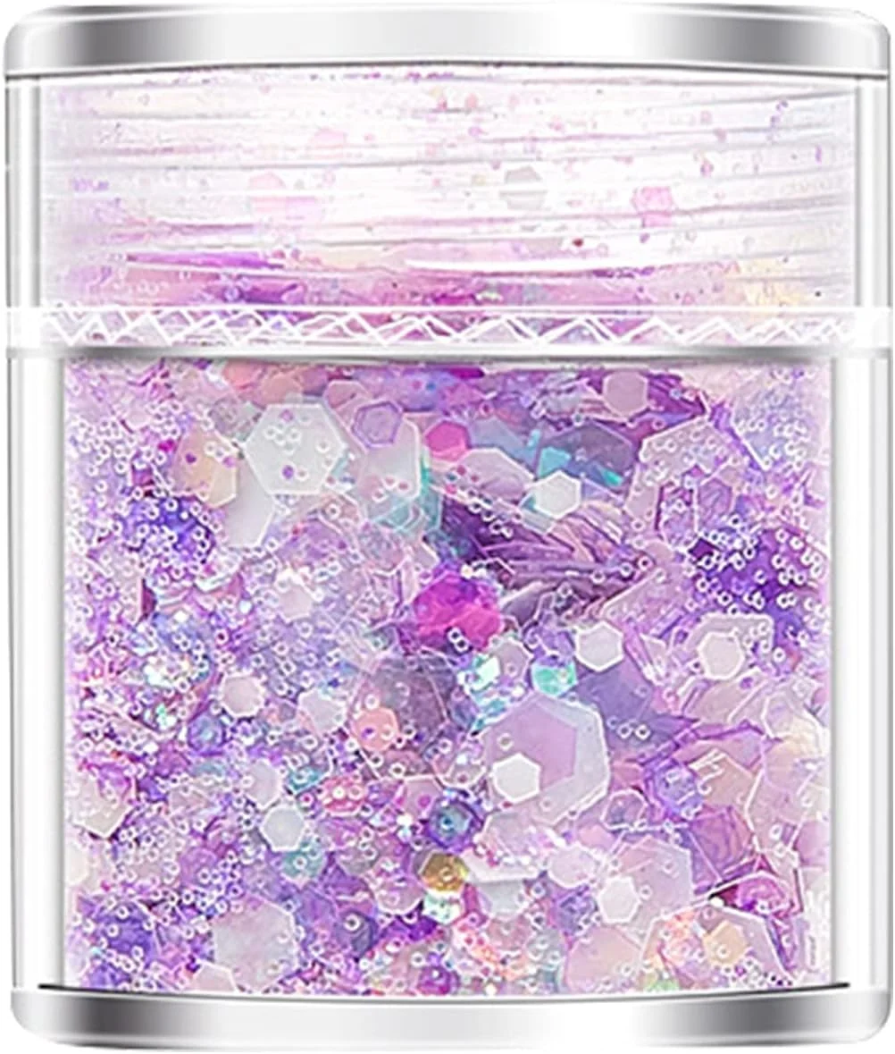 پولک های درخشان طراحی ناخن، پودر پولک های اکلیلی هولوگرافیک طراحی ناخن، پولک های اکلیلی درخشان در تاریکی، ناخن سه بعدی برای تزئین ناخن، برچسب های DIY (P)