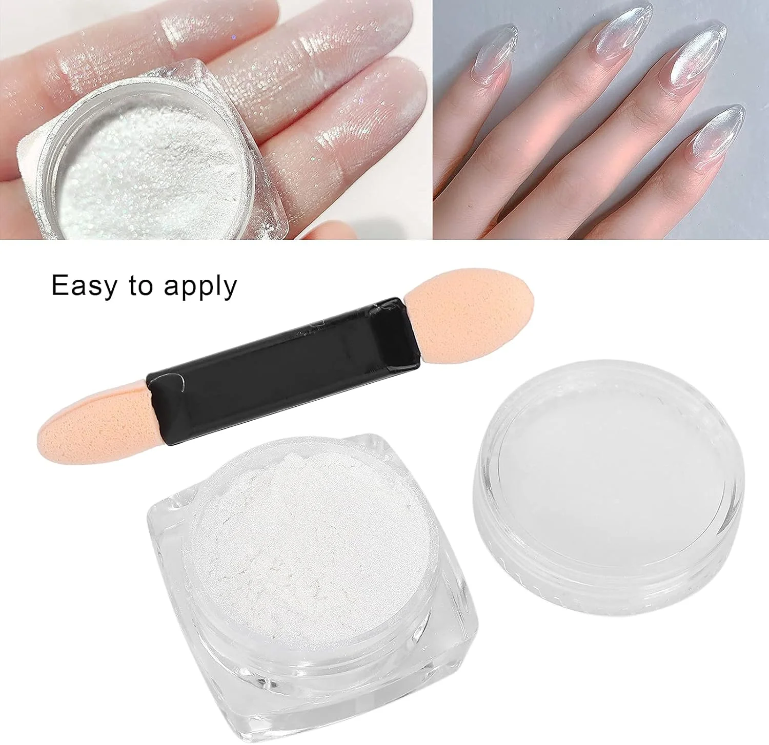 پودر ناخن براق برای طراحی و دیزاین ناخن، پودر براق با جلوه آینه‌ای به همراه قلم سایه چشم 2 گرم