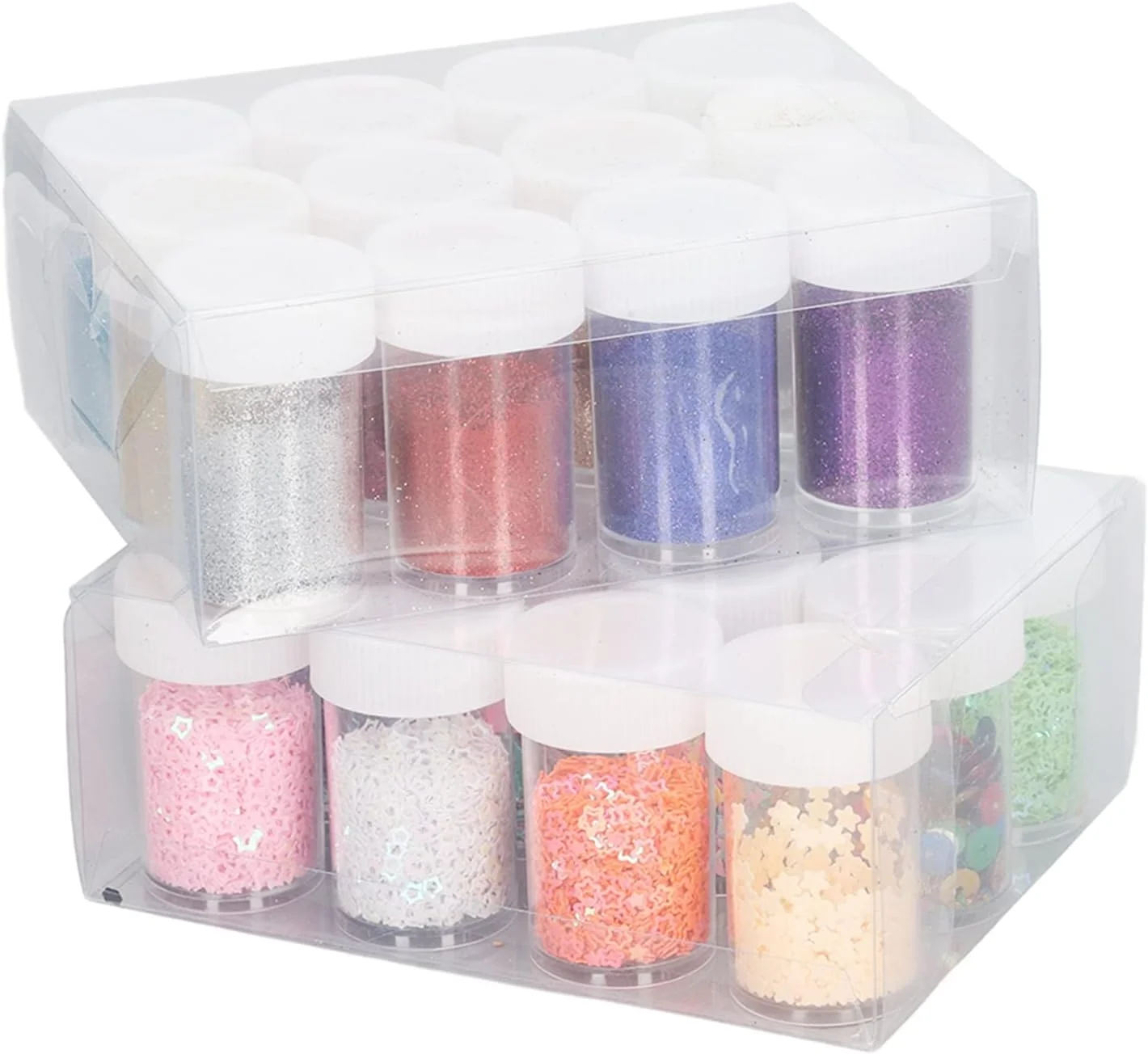 ۲۴ رنگ پولک های درشت اکلیلی، پودر اکلیل ریز مخلوط برای صورت، بدن، چشم، مو، هنر ناخن، رزین و ساخت کاردستی