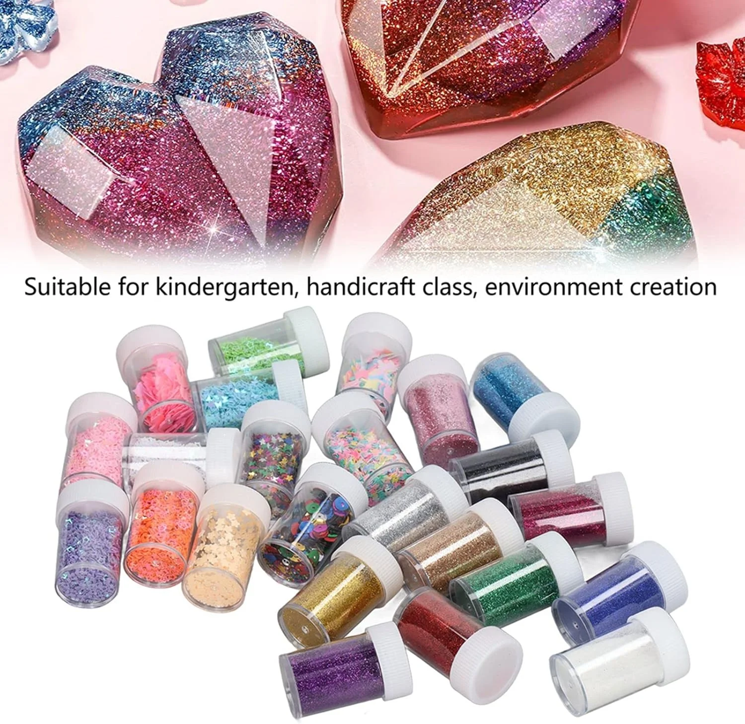 ۲۴ رنگ پولک های درشت اکلیلی، پودر اکلیل ریز مخلوط برای صورت، بدن، چشم، مو، هنر ناخن، رزین و ساخت کاردستی