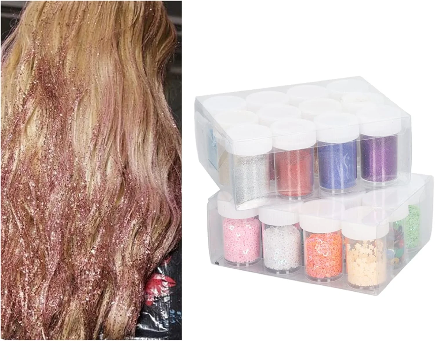 ۲۴ رنگ پولک های درشت اکلیلی، پودر اکلیل ریز مخلوط برای صورت، بدن، چشم، مو، هنر ناخن، رزین و ساخت کاردستی