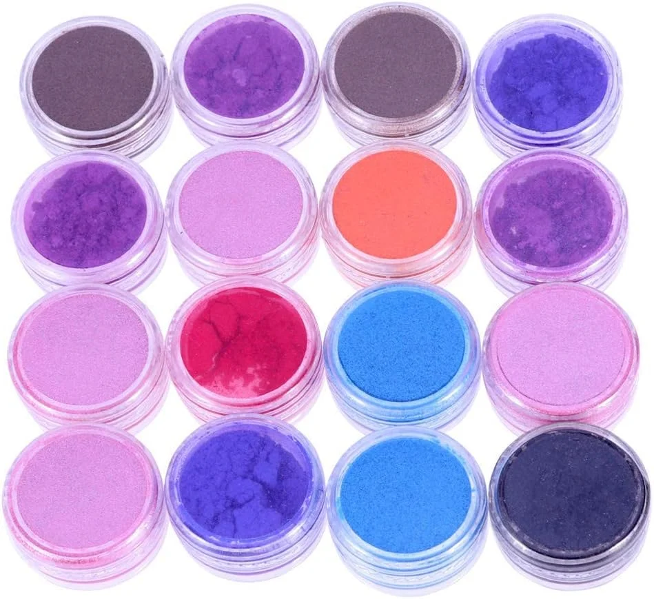 ست 16 عددی پودر رنگی اکلیلی برای صابون، رنگ، پودر میکا، پیگمنت سایه چشم، براق کننده لب، صورت، هنر ناخن، لاک ناخن (رنگ تصادفی)