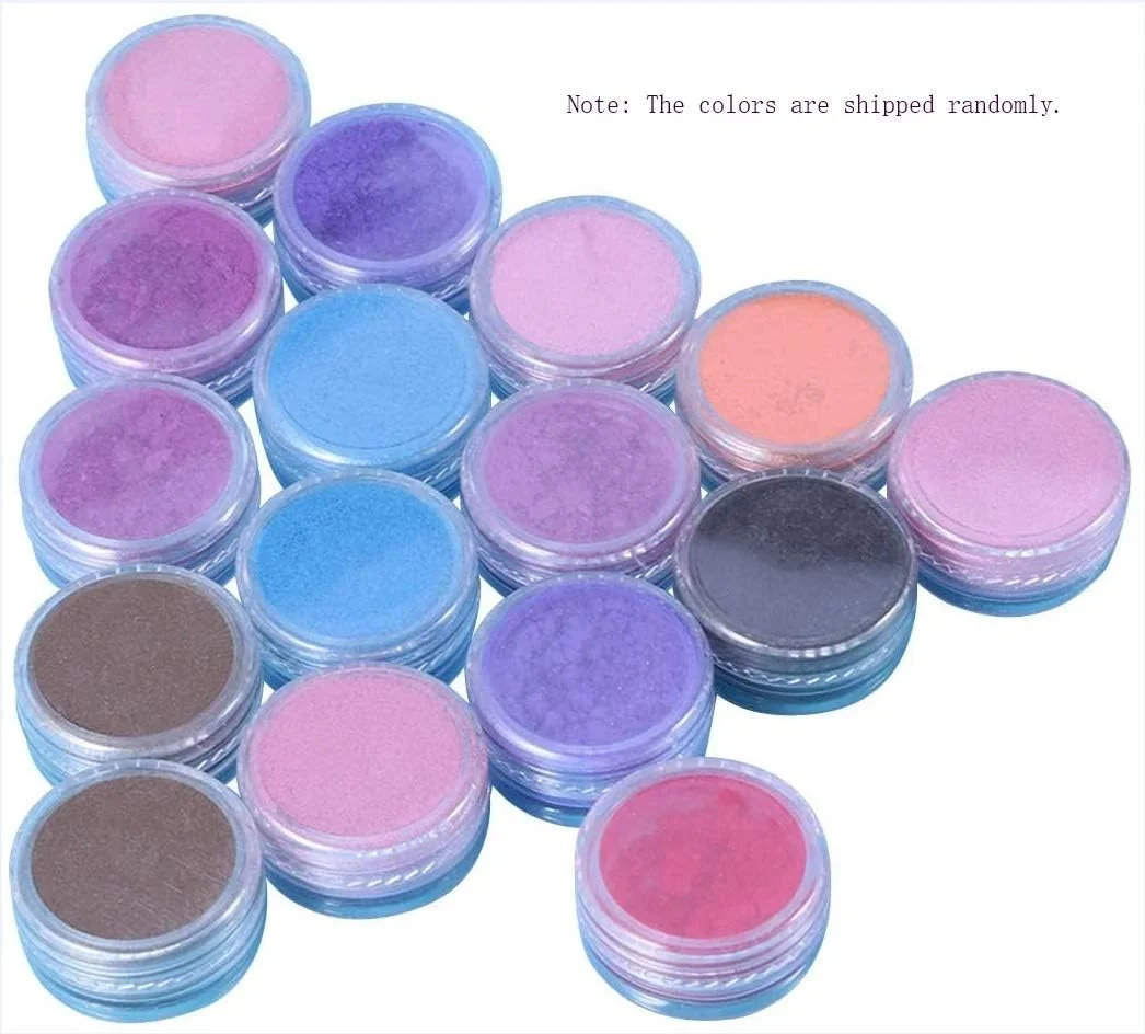 ست 16 عددی پودر رنگی اکلیلی برای صابون، رنگ، پودر میکا، پیگمنت سایه چشم، براق کننده لب، صورت، هنر ناخن، لاک ناخن (رنگ تصادفی)