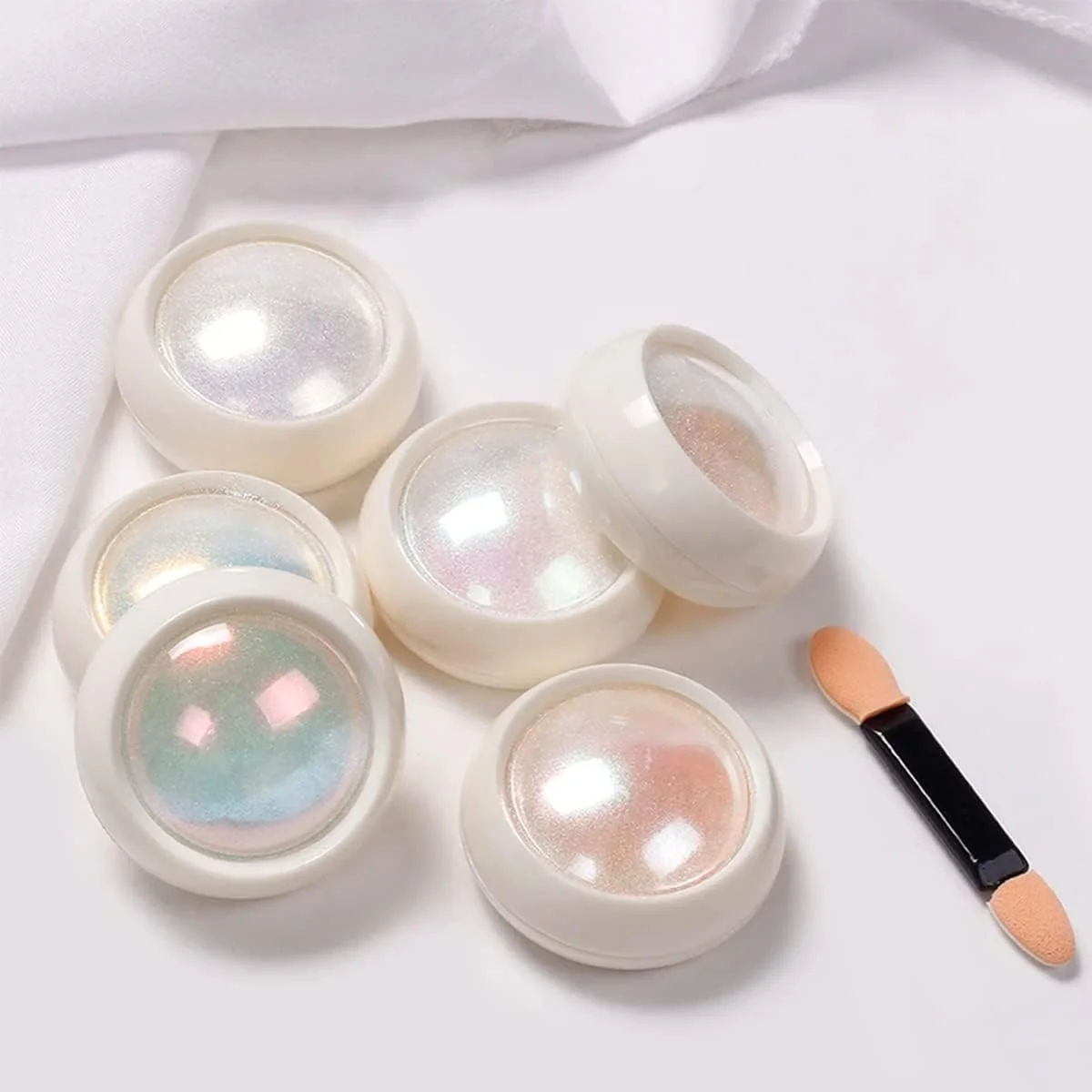 پودر ناخن کروم 6 رنگ پری دریایی، پودر اکلیل هنری ناخن، پیگمنت اثر آینه ای متالیک، کیت گرد و غبار اکلیل مرواریدی پری دریایی برای تزئین ناخن با لاک ژل