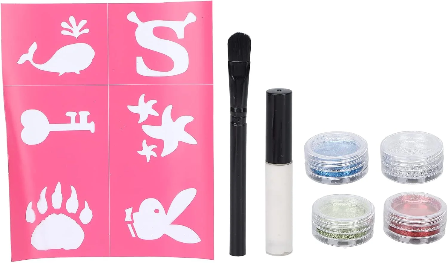 اکلیل سایه چشم و ناخن، کیت پودر اکلیل تزئینی رنگ روشن چند منظوره به همراه چسب برای مهمانی و صورت