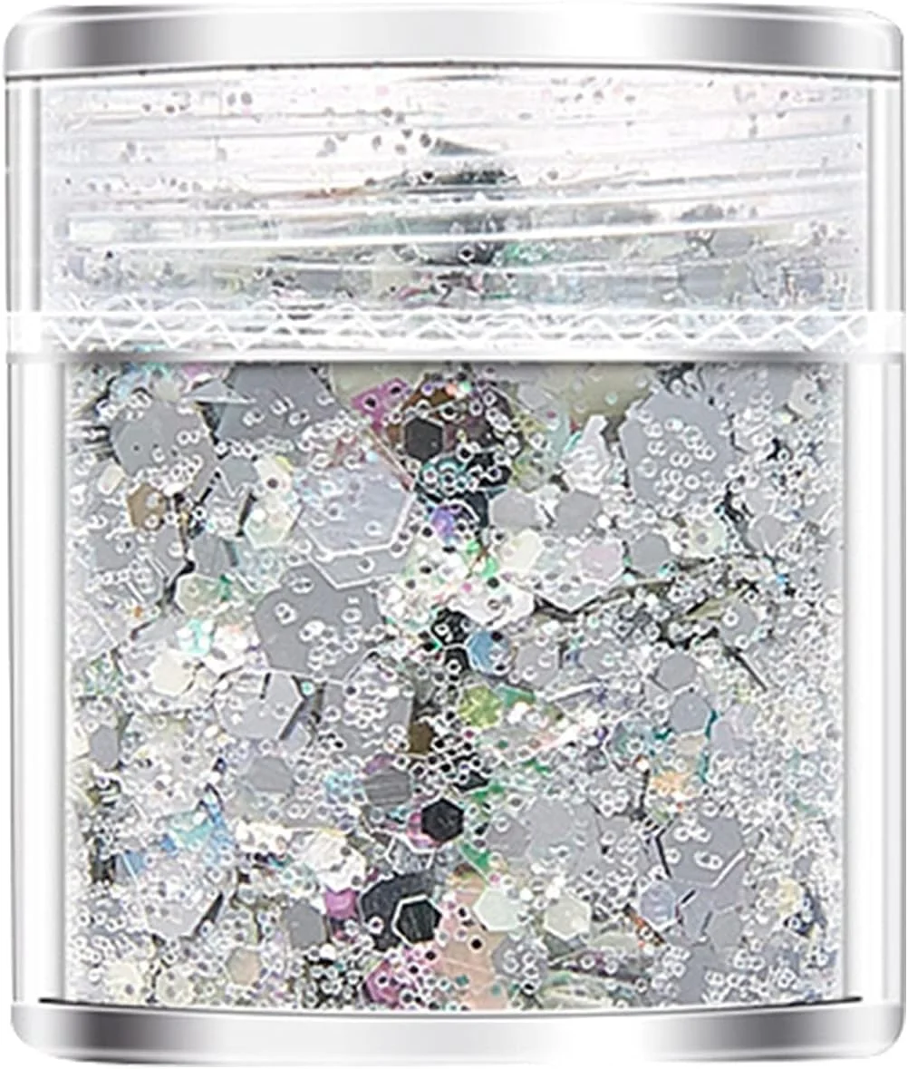 پولک های درخشان طراحی ناخن، پولک های اکلیلی هولوگرافیک طراحی ناخن، پودر پولک های اکلیلی سه بعدی در تاریکی برای تزئین ناخن، برچسب های DIY (V)