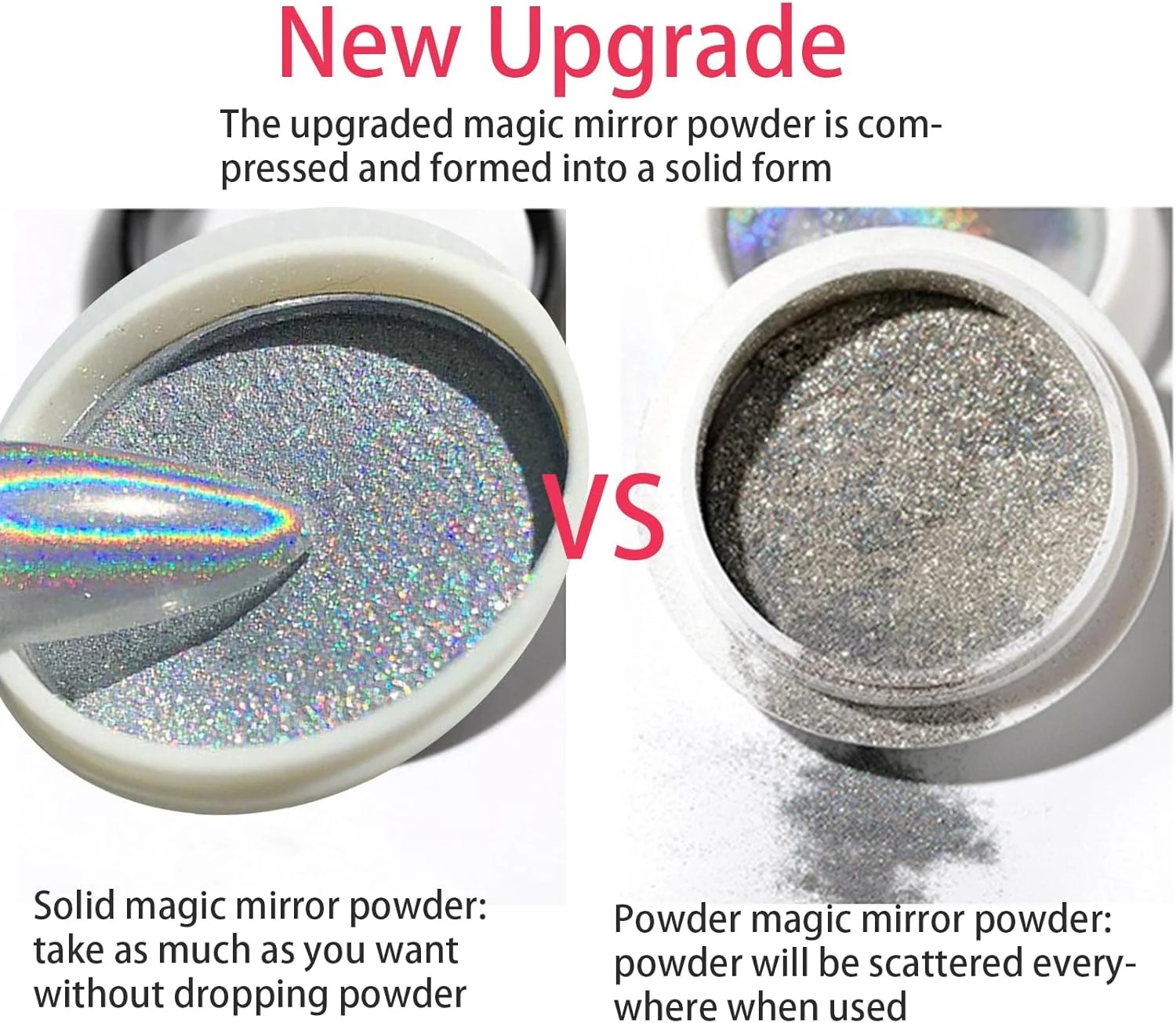 پودر کروم ناخن، 2 عدد پودر آینه ای ناخن، ست پودر پیگمنت متالیک هولوگرافیک ناخن، ابزار تزئینی لاک ناخن اکلیلی (رنگ تصویر)