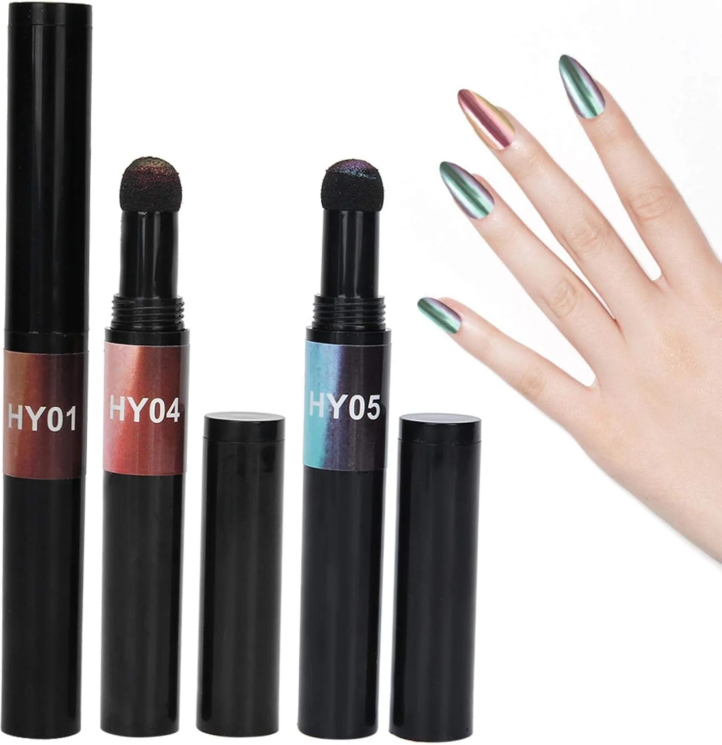 ست ۳ عددی قلم پودر کروم ناخن، قلم اکلیل ناخن آینه ای، قلم پودر کوسن هوا، تزئینات طراحی ناخن برای سالن ناخن