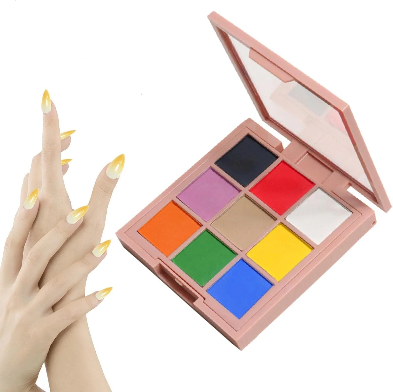 پودر کروم ناخن، پالت پودر ناخن گرادیانی 9 رنگ، پودر شفق قطبی هولوگرافیک، پودر صدف با اثر آینه ای، رنگدانه مرواریدی براق برای طراحی ناخن DIY