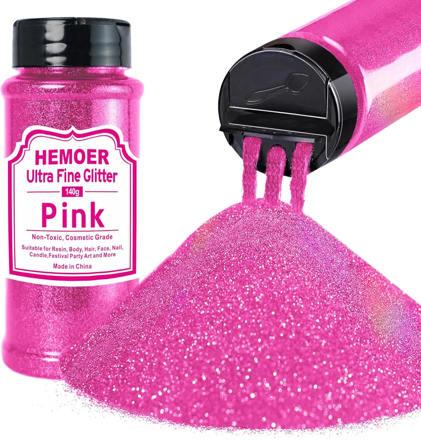 پودر اکلیل صورتی، 140 گرم پودر اکلیل هنری برای رزین اپوکسی، صنایع دستی DIY، اکلیل هنری ظریف برای نقاشی لیوان، شمع سازی؛ اکلیل آرایشی، اکلیل مو، بدن و ناخن