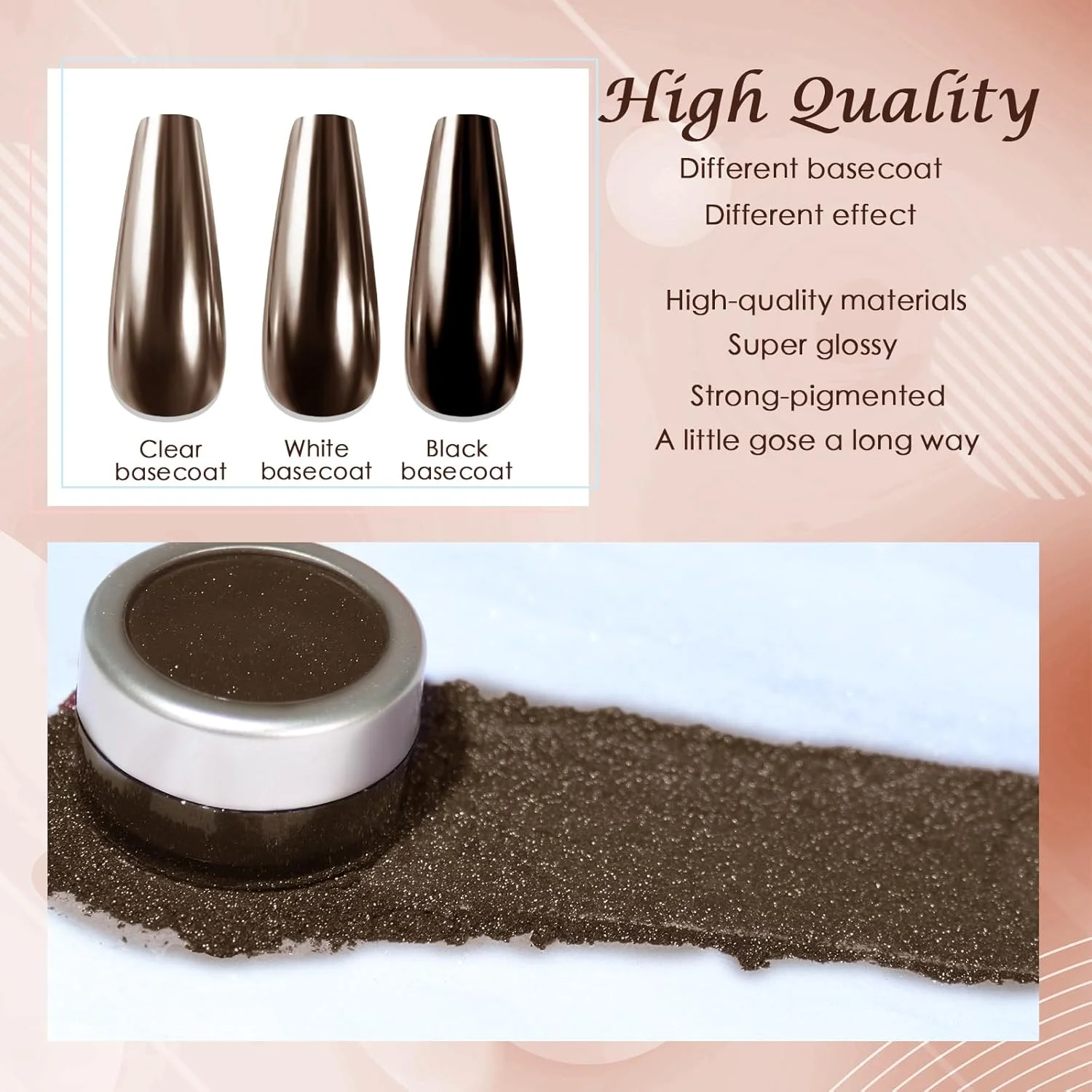 پودر ناخن کروم Laza، جلوه آینه ای، گرد فلزی، اکلیل هولوگرافیک، تزئین مانیکور براق، رنگدانه بازتابنده برای هنر ناخن لاک ژل DIY، صنایع دستی رزین، هدایا - قهوه ای تیره