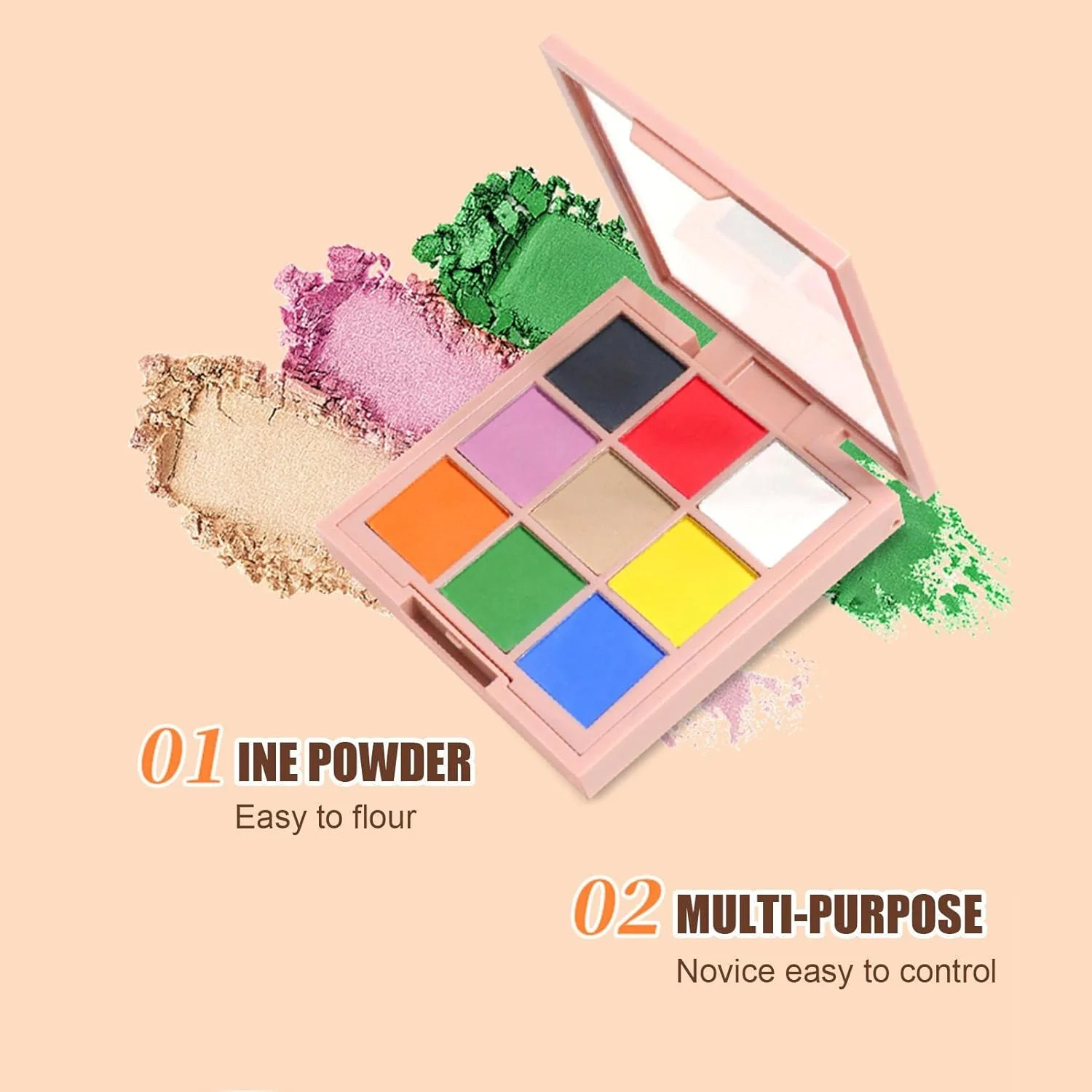 پودر کروم ناخن، پالت پودر ناخن گرادیانی 9 رنگ، پودر شفق قطبی هولوگرافیک، پودر صدف با اثر آینه ای، رنگدانه مرواریدی براق برای طراحی ناخن DIY