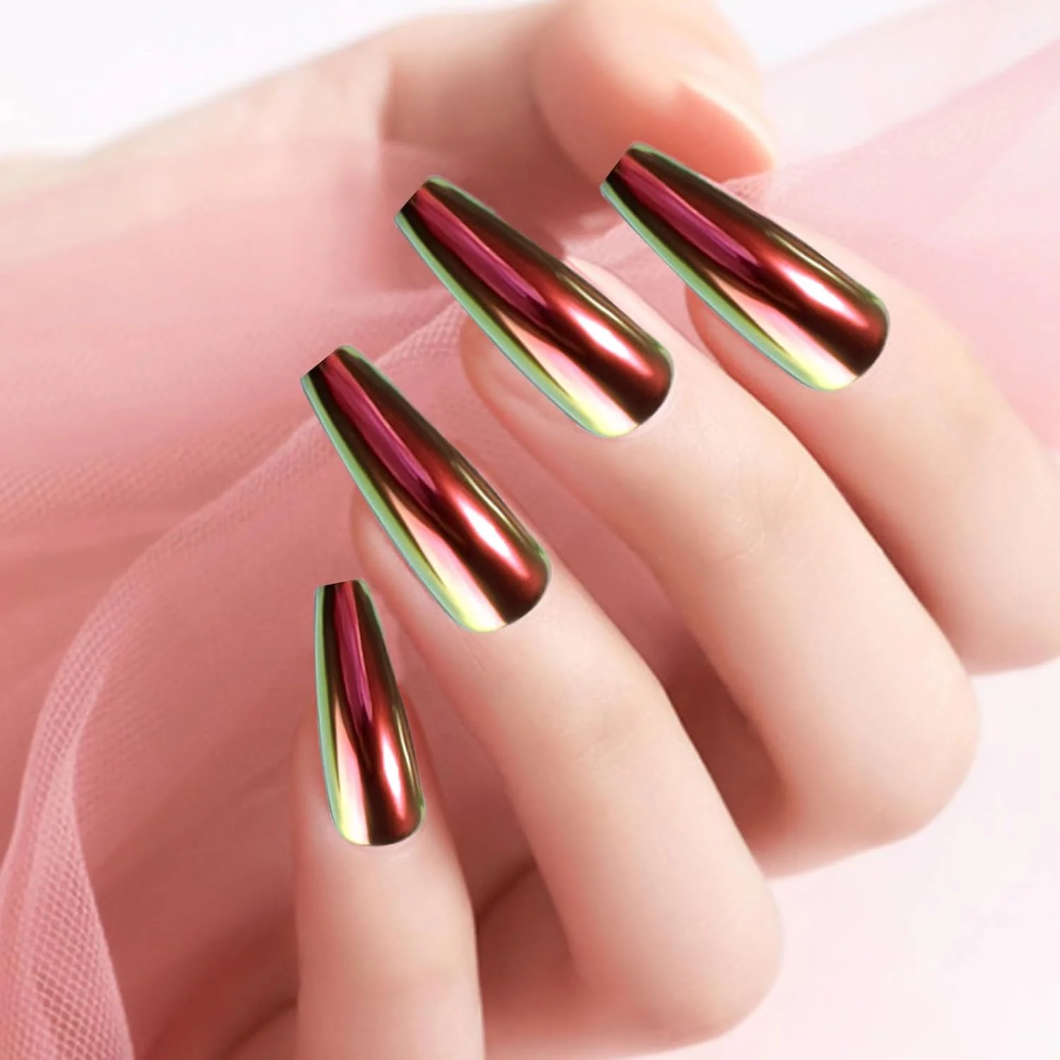پودر کروم ناخن ژلی | ست 5 عددی قلم پودر شیمر ناخن ژلی، تزئینات اکلیلی ناخن مصنوعی برای سالن خانگی، لوازم هنری مانیکور