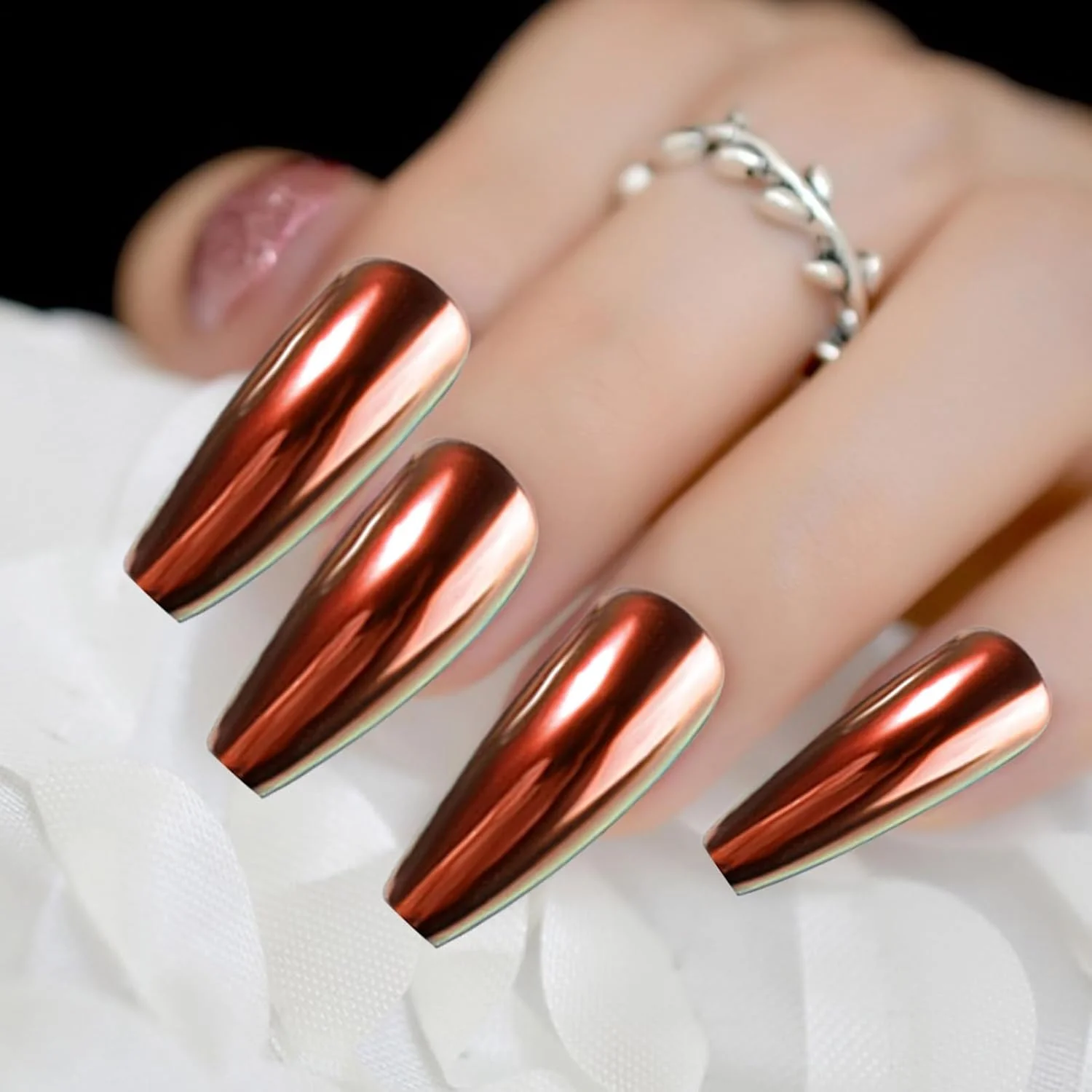 پودر کروم برای ناخن، قلم پودر لاک ژل - مجموعه 5 تایی تزئینات اکلیلی ناخن مصنوعی برای سالن خانگی، لوازم هنری مانیکور