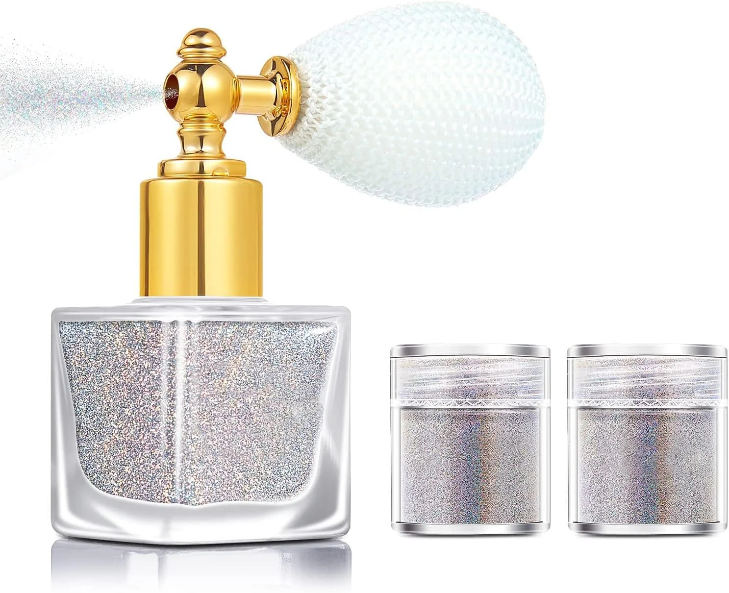 اسپری اکلیل نقره ای بدن، پودر درخشان کننده، اکلیل آرایشی برای مو، بدن، صورت، لباس، طراحی ناخن و هنر