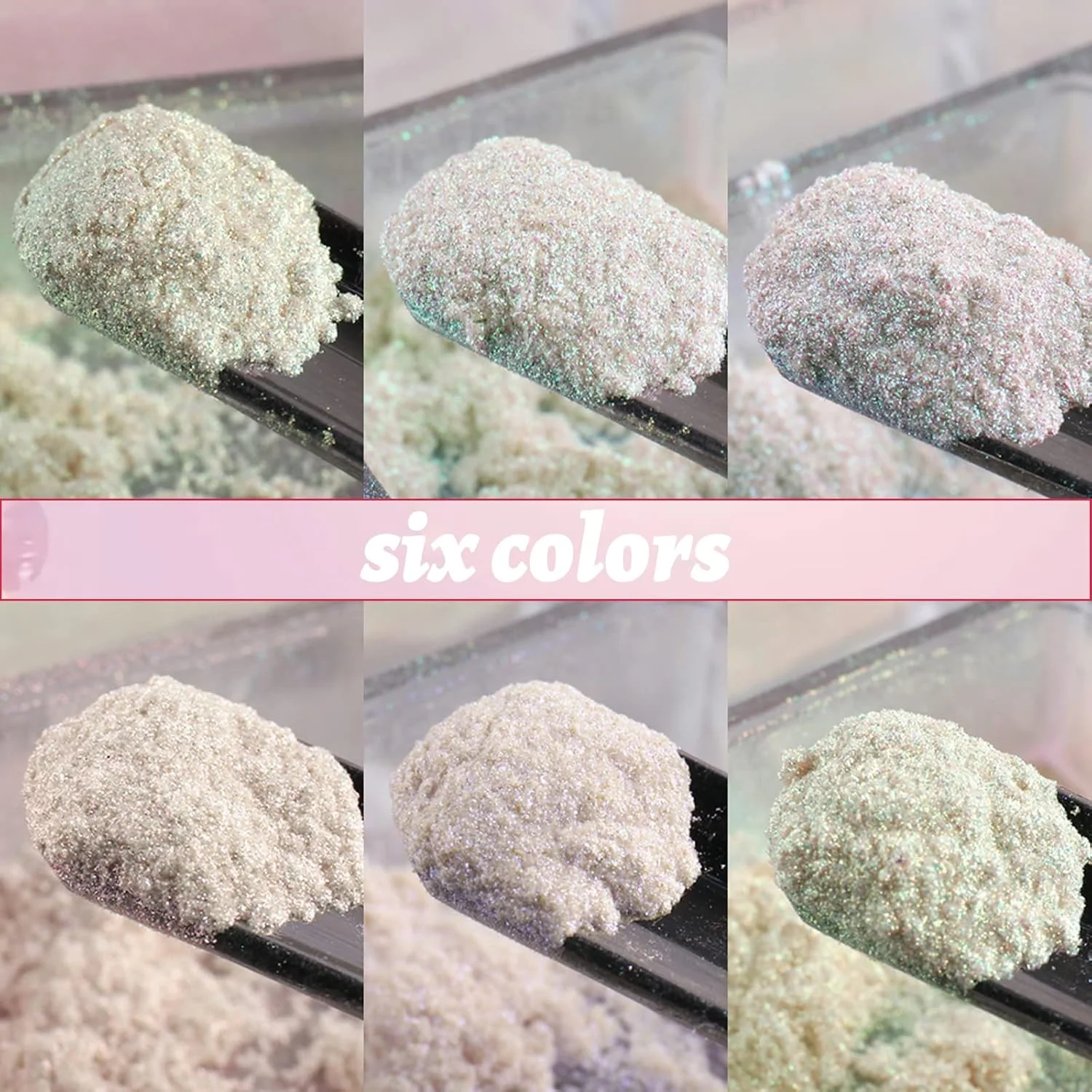 پودر کروم ناخن، 6 رنگ پودر آینه ای هولوگرافیک Aurora، پودر رنگدانه ناخن، پودر اکلیلی برای بدن، صورت و مو، مناسب برای طراحی ناخن (پودر صدف D)