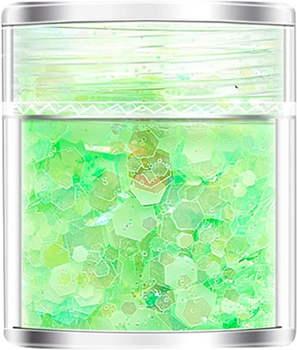 پولک های درخشان طراحی ناخن، پولک های اکلیلی هولوگرافیک طراحی ناخن، پودر پولک های اکلیلی سه بعدی درخشان در تاریکی برای تزئین ناخن، برچسب های DIY (G)