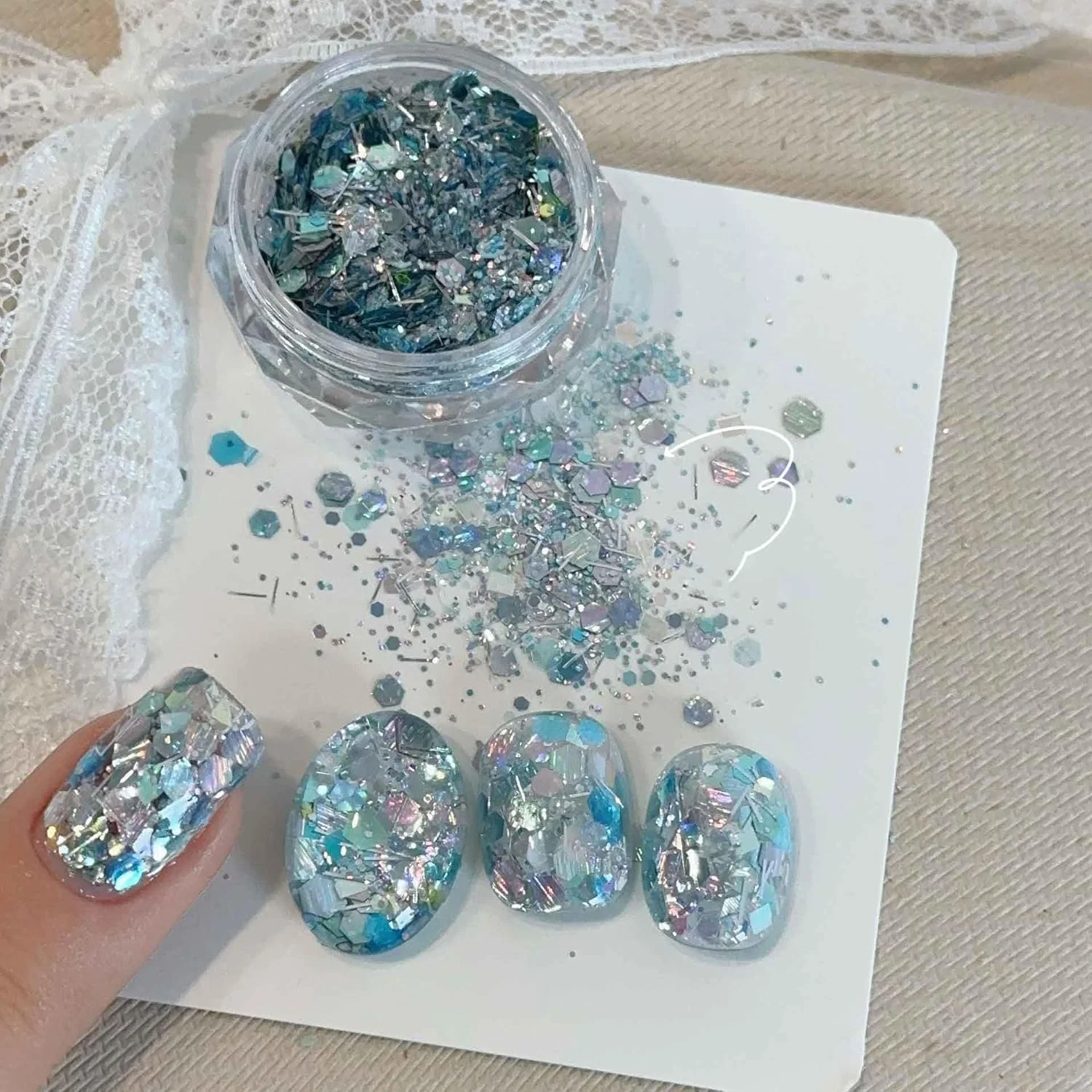 پودر اکلیل پولکی چند منظوره ADHERE، 1 عدد پولک براق آرایشی، مناسب برای سالن ناخن، هنر رزین، اپوکسی UV، ساخت اسلایم DIY، 1 گرم (Minstrel)