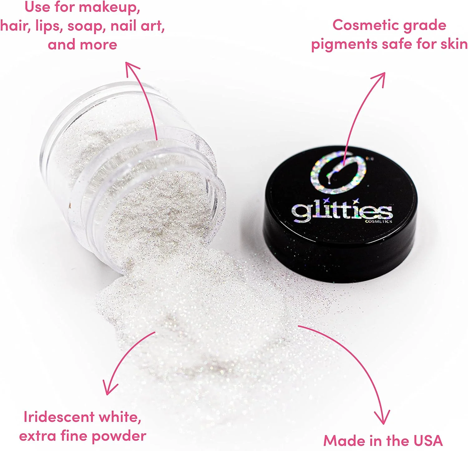 پودر اکلیل بسیار ظریف آرایشی GLITTIES COSMETICS - مناسب برای آرایش صورت، بدن، مو، لب و ناخن - (نعنایی یخی)