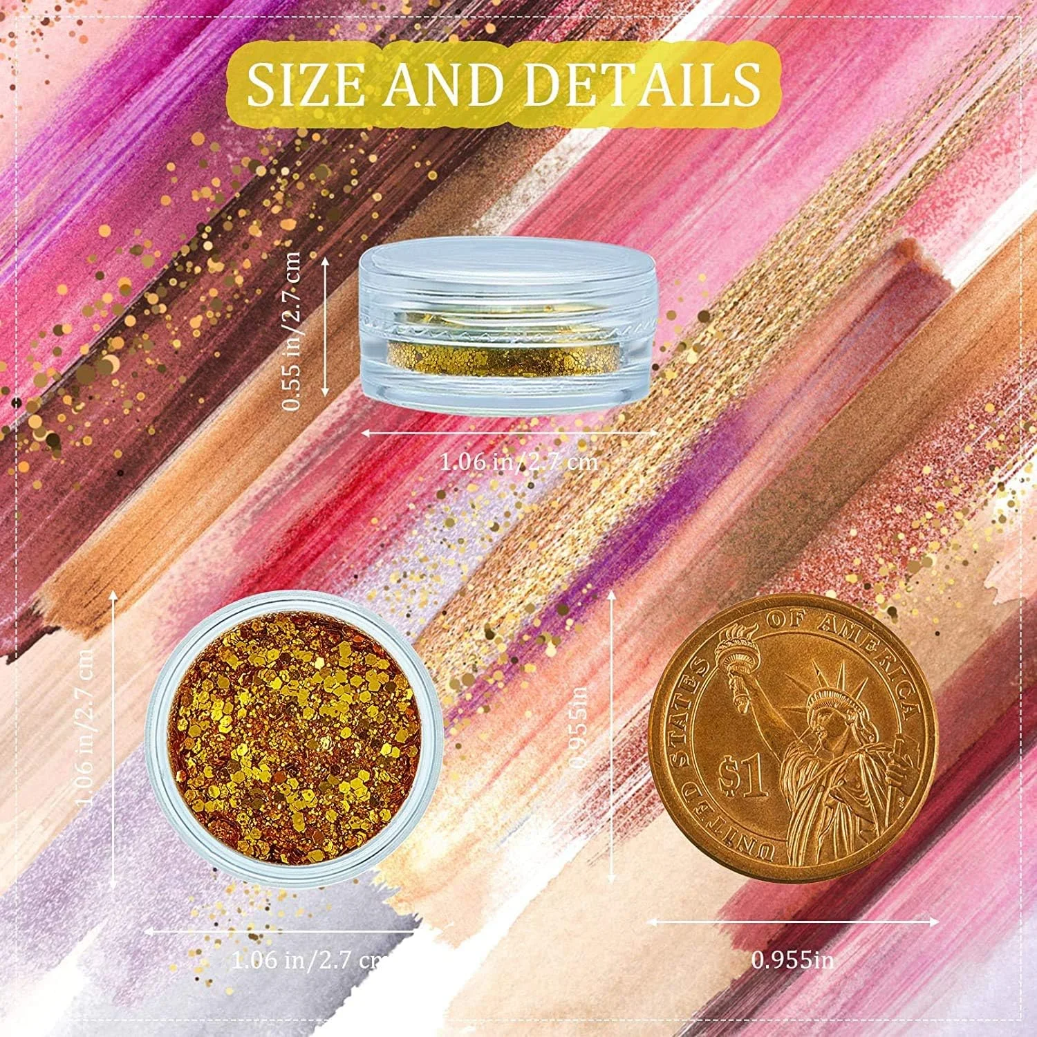 36 جعبه پولک ناخن اکلیلی درشت، پولک های اکلیلی درشت هولوگرافیک، پودر اکلیلی لیزری رنگین کمانی، تزئین ناخن اکلیلی برای طراحی هنری صورت، چشم، مو و ناخن، 36 رنگ