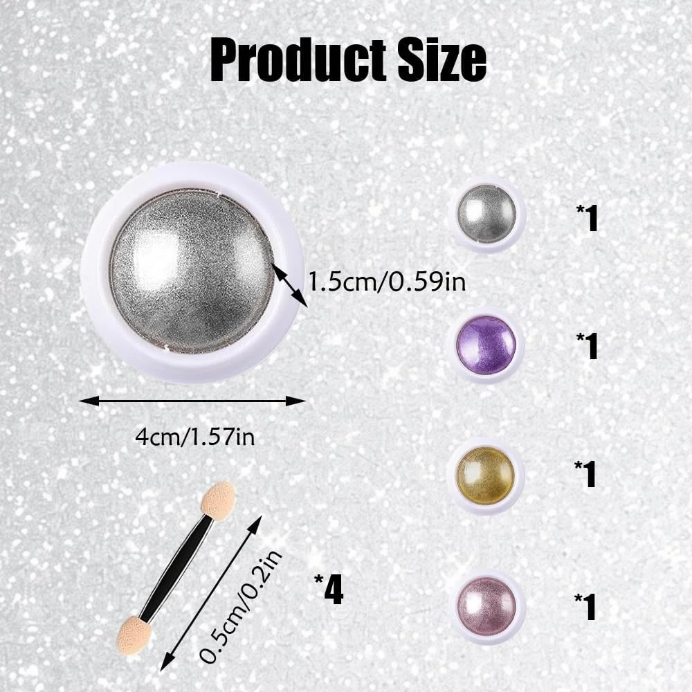 4 جعبه پودر ناخن چند رنگ پودر کروم متالیک پودر اکلیلی آینه ای جادویی با 4 عدد اپلیکاتور سایه چشم برای طراحی و تزئین ناخن 4 جعبه پودر ناخن چند رنگ پودر کروم متالیک پودر اکلیلی آینه ای جادویی با 4 عدد اپلیکاتور سایه چشم برای طراحی و تزئین ناخن