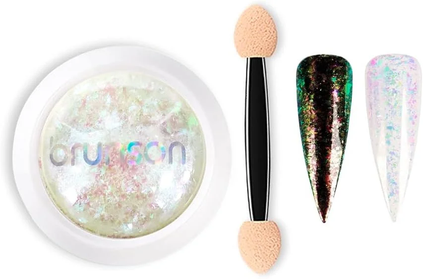 پولک های اکلیلی ناخن آرورا، پولک های ناخن، اکلیل هولوگرافیک، پودر کروم اکریلیک کریستالی ناخن DIY، پولک های براق نامنظم پری دریایی، نئون آینه ای، پولک های مانیکور، تزئینات هنر ناخن 0.1 گرم BC-01L