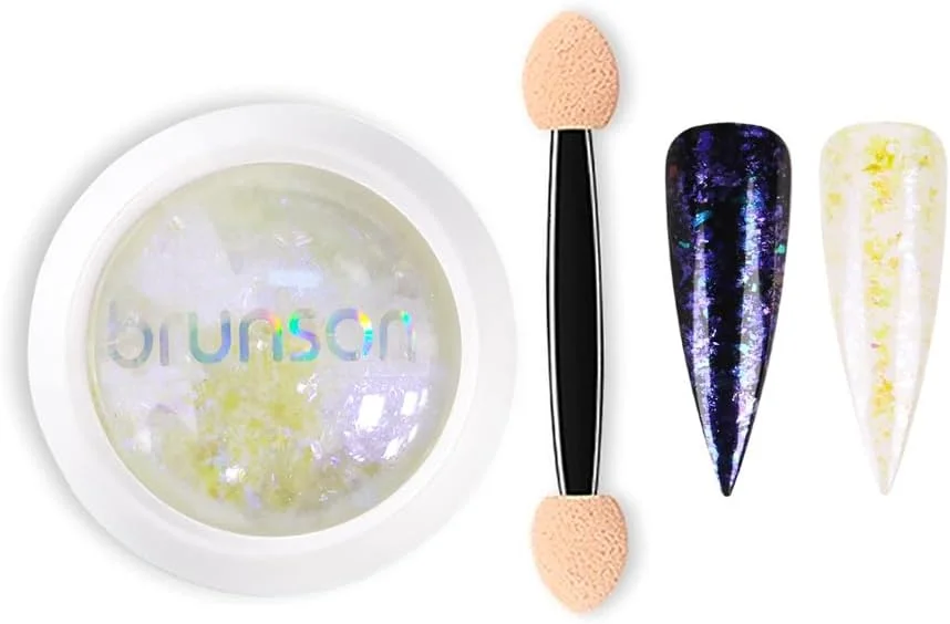 پولک های اکلیلی ناخن آرورا، پولک های ناخن، اکلیل هولوگرافیک، پودر کروم اکریلیک کریستال ناخن DIY، پولک های براق نامنظم پری دریایی، آینه ای نئون، تزئینات طراحی ناخن پولکی، 0.1 گرم BC-03L