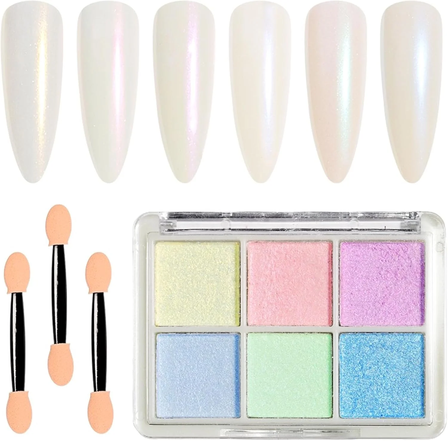 ست پودر براق کننده ناخن کروم، پودر آینه ای متالیک کروم برای ناخن ها، طلایی رزگلد آبی، پالت چند رنگی پودر رنگدانه ناخن، تزئینات طراحی ناخن 6 رنگ