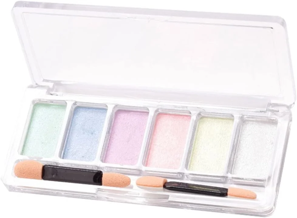 پودر ناخن آینه ای، پودر کروم ناخن، اکلیل ناخن با اپلیکاتور سایه چشم 6 رنگ، پیگمنت مانیکور برای طراحی ناخن - رنگارنگ