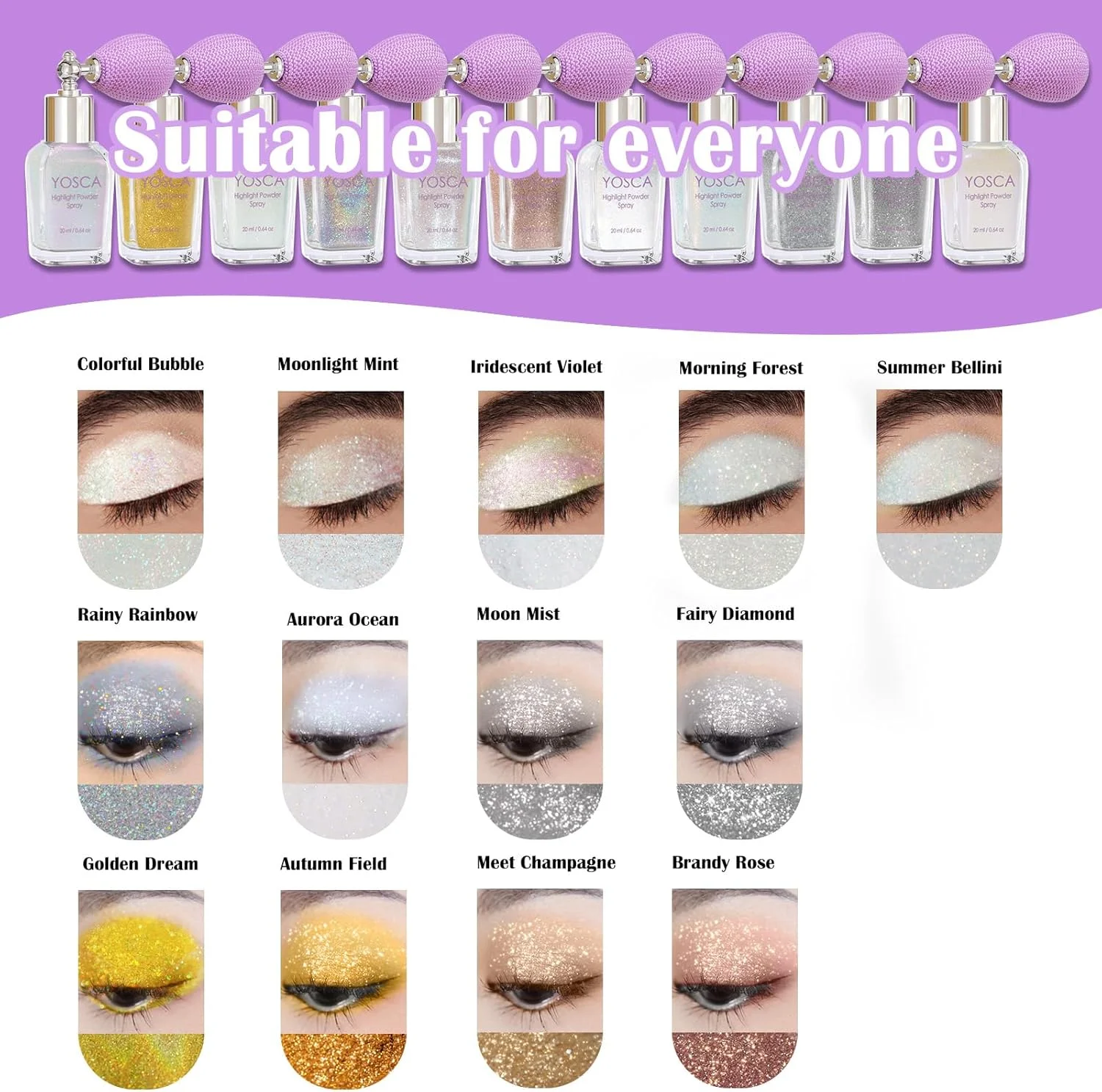 اسپری اکلیل بدن یوسکا، پودر شیمر الماس بدن 30 میلی لیتر، اسپری مو اکلیلی نقره ای، هایلایتر آرایشی، لوازم جانبی جشن، کنسرت، مهمانی