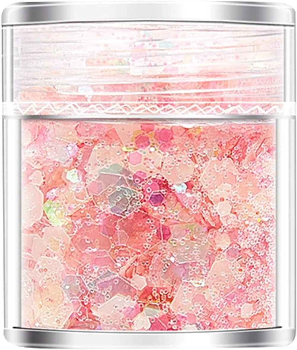 پولک های درخشان طراحی ناخن، پولک های اکلیلی هولوگرافیک، پودر پولکی درخشان سه بعدی برای تزئین ناخن، برچسب های DIY (B)