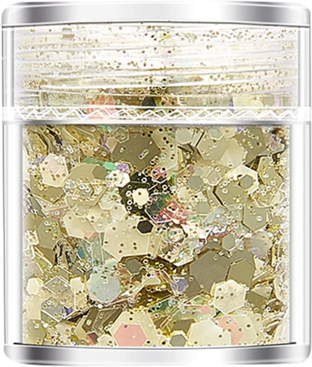 پولک های درخشان طراحی ناخن، پولک های اکلیلی هولوگرافیک برای طراحی ناخن، پودر پولک های اکلیلی ناخن سه بعدی در تاریکی برای تزئین ناخن، برچسب های DIY (Q)