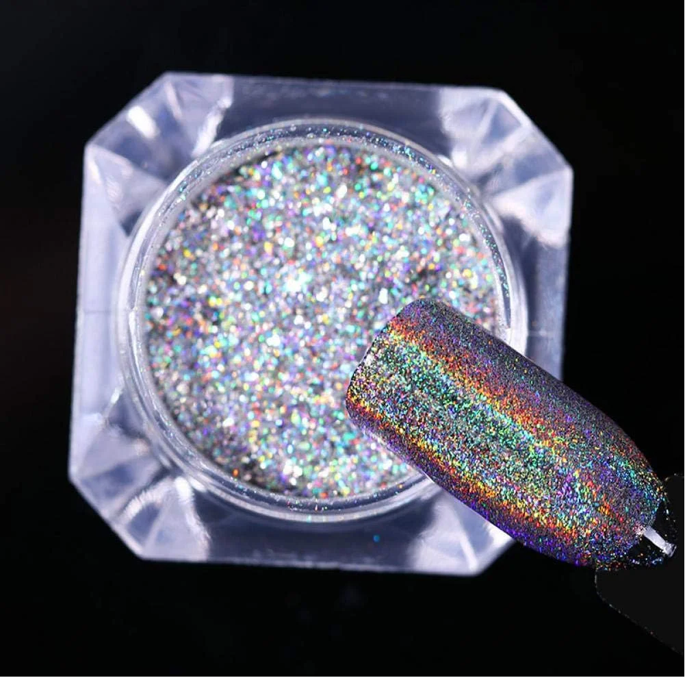 پودر اکلیل هولوگرافیک پولک ناخن هولو تزئینات طراحی ناخن DIY، 1 جعبه پودر اکلیل هولوگرافیک پولک ناخن هولو تزئینات طراحی ناخن DIY، 1 جعبه