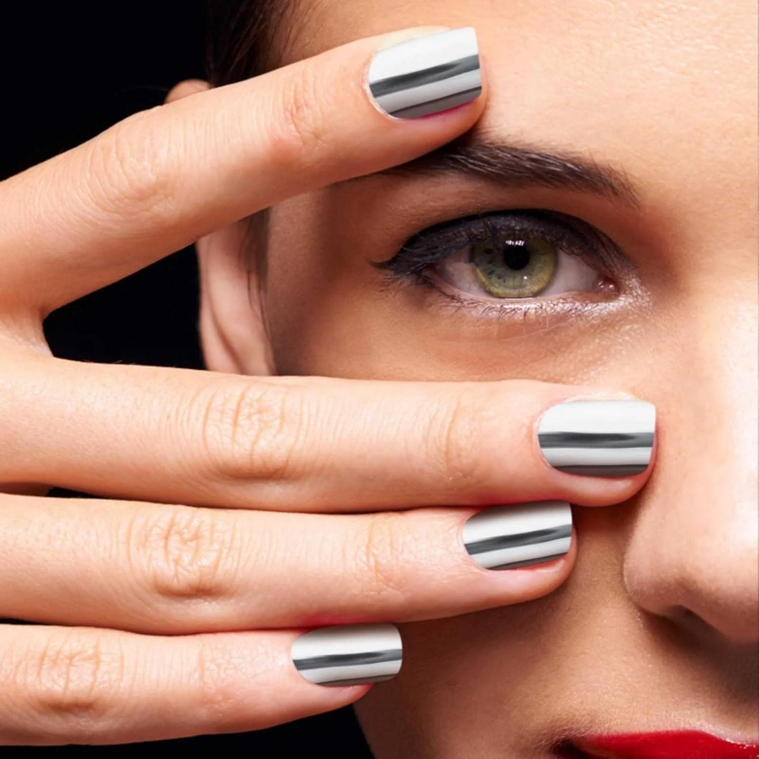 پودر ناخن کروم، پودر ناخن هولوگرافیک، پودر براق پیگمنت آینه‌ای متالیک تغییر رنگی، مانیکور DIY با ابزار اسفنجی